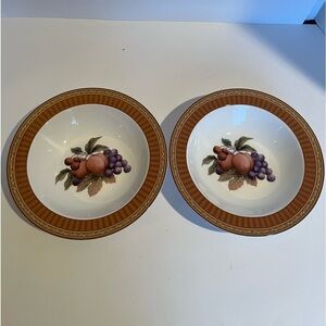 Fitz and Floyd Classic Choices Tuscany Pattern Set of 2 Rimmed Bowls New